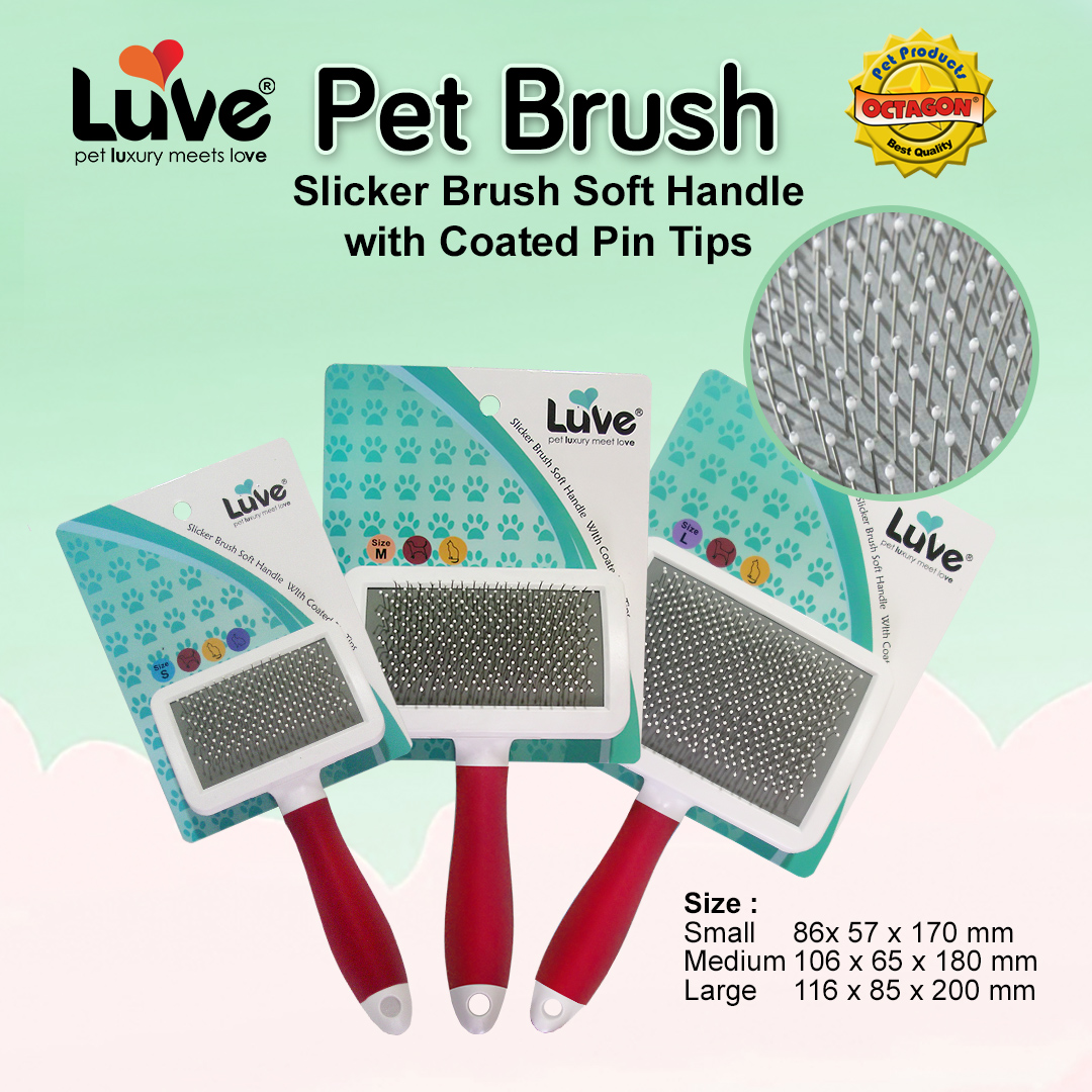 Luve Slicker Brush Soft Handle With Coated Pin Tips